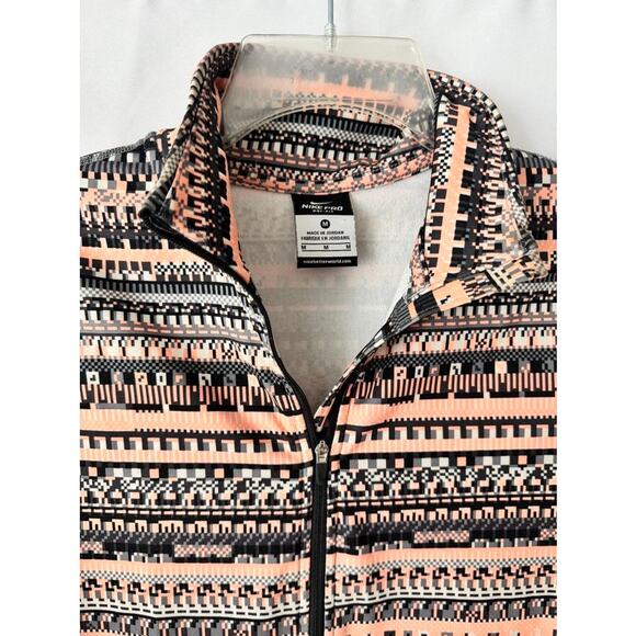 Nike Pro Dri-FIT 1/2 Zip Pullover Women’s M Peach Gray Print Training Top - Picture 12 of 14